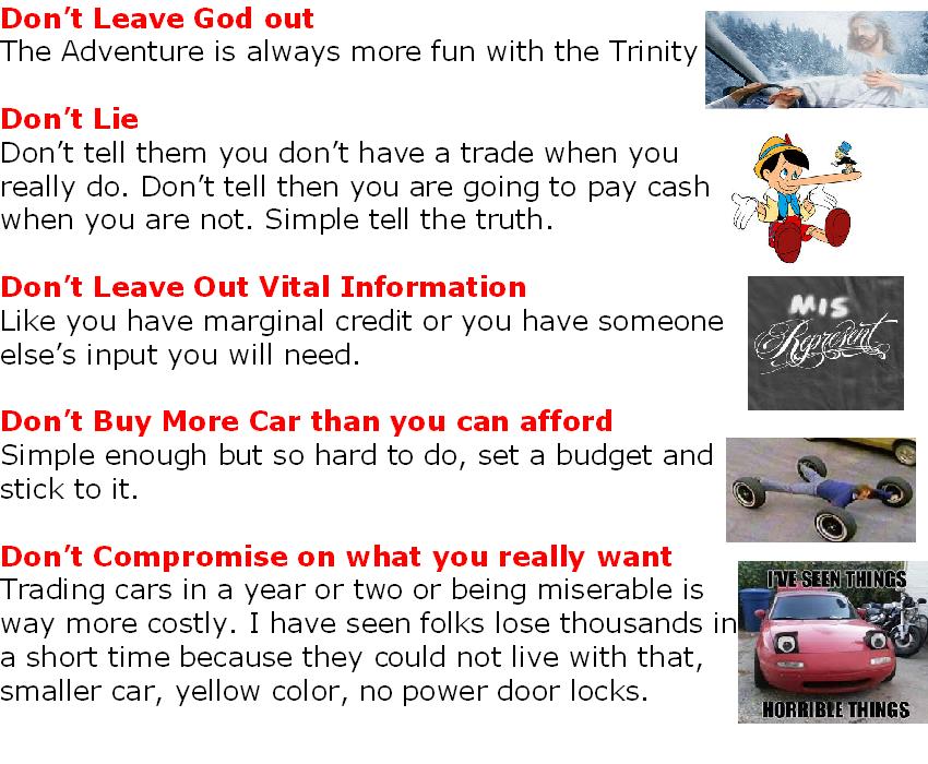 5 no nos of buying a car